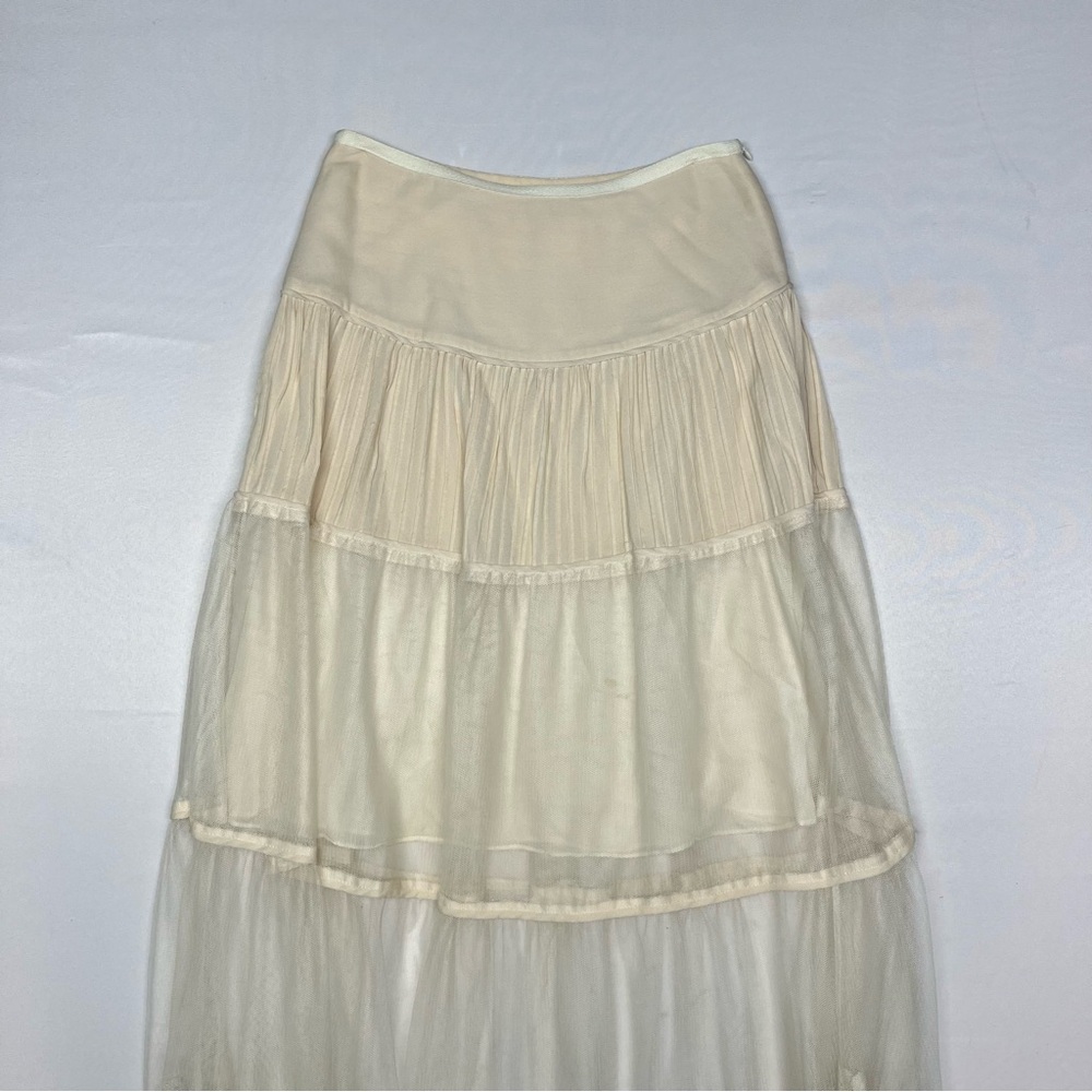 Catherine Malandrino Boho Tiered Silk Maxi Skirt Lace Size 2 - Picture 3 of 10
